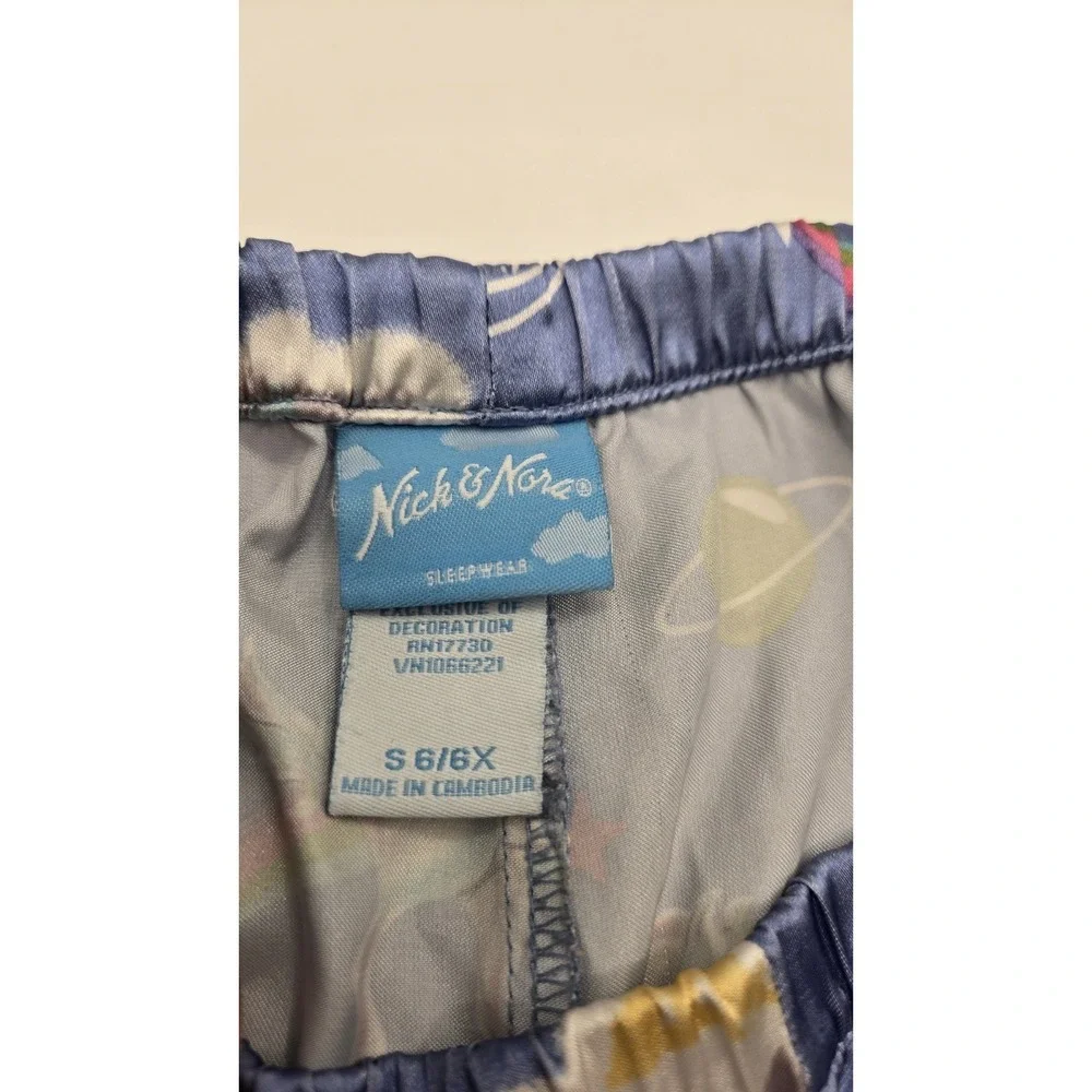Nick & Nora Unicorn Pegasus Rainbow Satin Pajama Pants Girls 6 6X Moon Stars